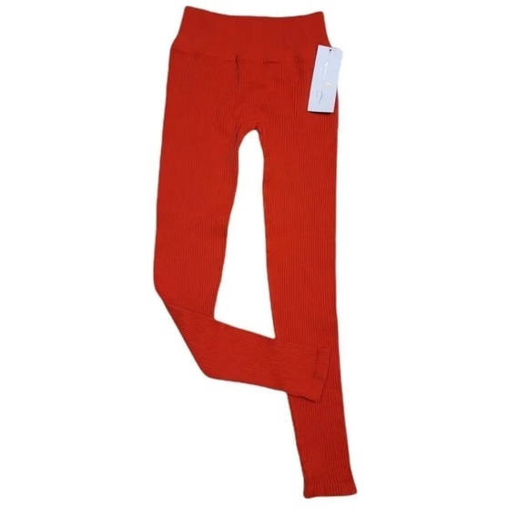 New with tags Spiritual Gangster Zen Ribbed High Waist red orange Legging xs/s - Picture 2 of 5